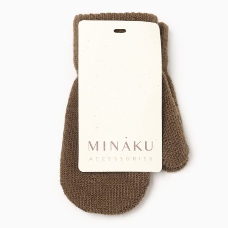 Baby mittens minku, brown color, 13.5 cm-3