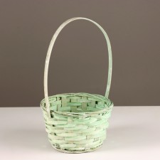 Wicker basket, d16x10xh32cm, green, bamboo