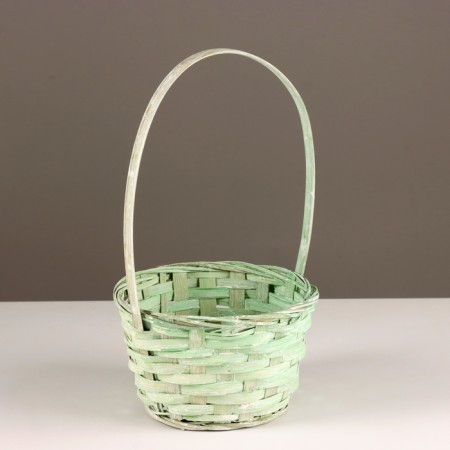 Wicker basket, d16x10xh32cm, green, bamboo