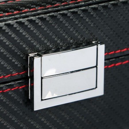 The casket to the leatherette to the clock 6 "Carbon with a red line" 8x33x12 cm-3