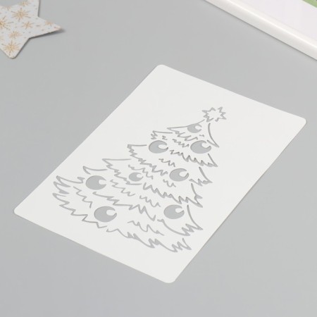 Plastic stencil "Christmas tree with toys", size 16x24 cm-1