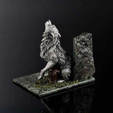 Souvenir "Gray Wolf", 8x12x10 cm, coil, gypsum-2