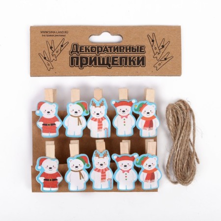 Set of decorative clothespins "New Year's bears" set 10 pcs.-3