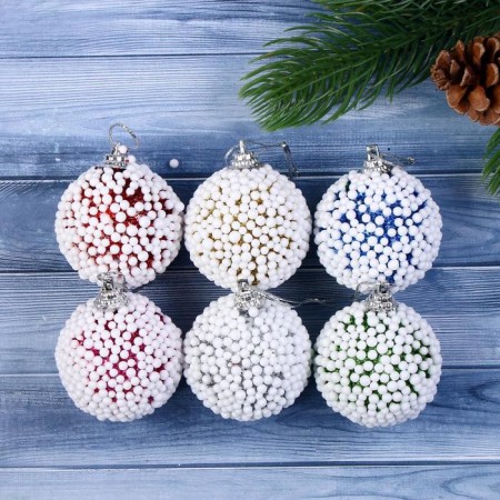 Set of balls plastic D-4.5 cm, 6 pcs "Snowball" mix