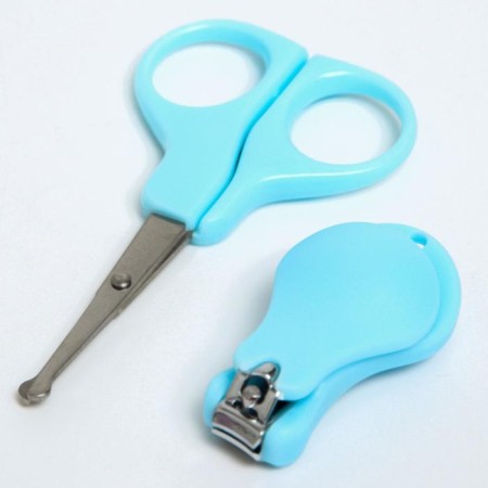 Children's manicure set, 2 items: scissors, nippers-actser, from 0 months, color blue