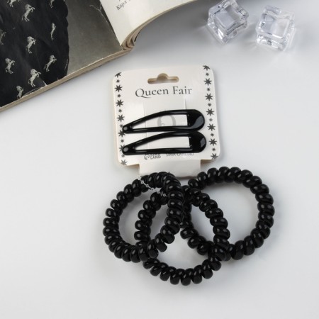 Hair set "Gloria Style" (3 gum 5.5 cm, 2 invisibility 5 cm) black
