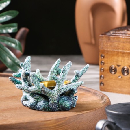 Stand for incense powder and cones "Coral", Blue, 6.3x10 cm