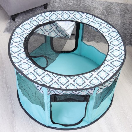 An animal aviary, a tent with a pattern, round, 90 x 55 cm, blue-8