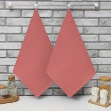 A set of kitchen towels of the share, powder color, 35x60cm-2pcs, 100% HL, waffle, 220 g/m2