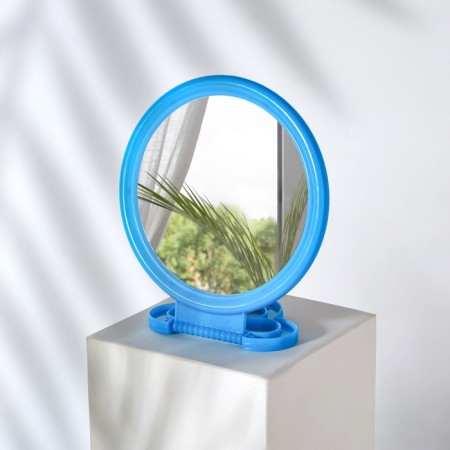 Mirror desktop "circle", D mirror surface 9.5 cm, blue color-1
