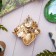 Brooch "Strawberry" with flowers, colored in gold