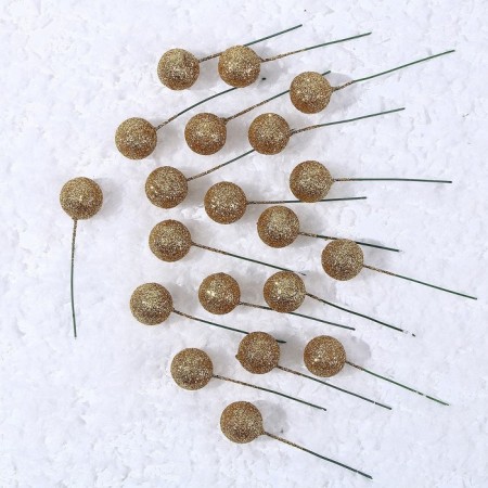 Figure for crafts and decor on the “ball” wire, set of 20 pcs., Size 1 pc. - 2 × 7 cm, gold color
