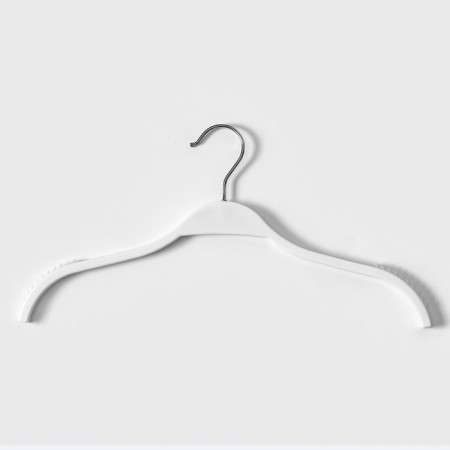 Shoulders - LadoM clothing hangers with anti -slip silicone insert, 39 × 1.2 × 19 cm, 3 pcs, white color-1