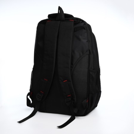 Youth backpack from textiles, 2 parts with lightning, 4 pockets, black color-3