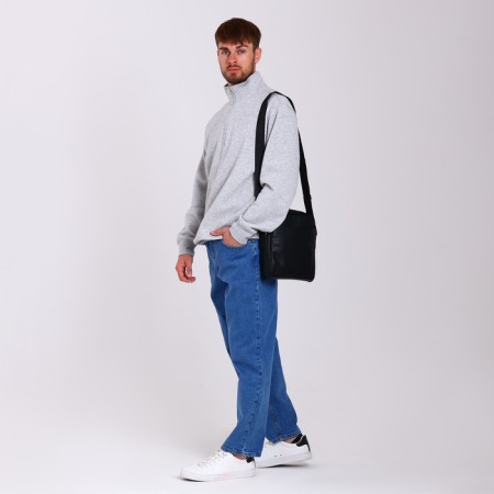 Male bag over the shoulder, Textura, artificial leather, black color-9