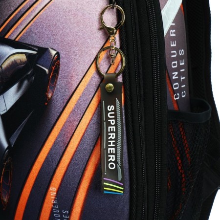 School backpack 38 x 30 x 16 cm, ergonomic back, Stavia "Super Car", black/orange-9