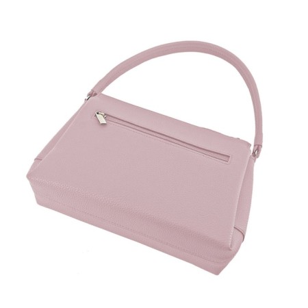 Bag women, genuine leather, pink 25x9x18 cm-1