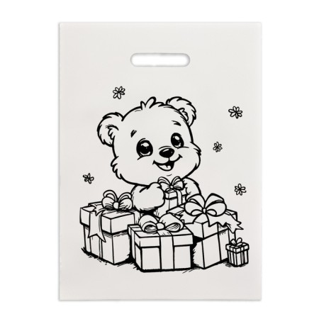 Polyethylene "bear" white-black 30x40 cm 50 μm