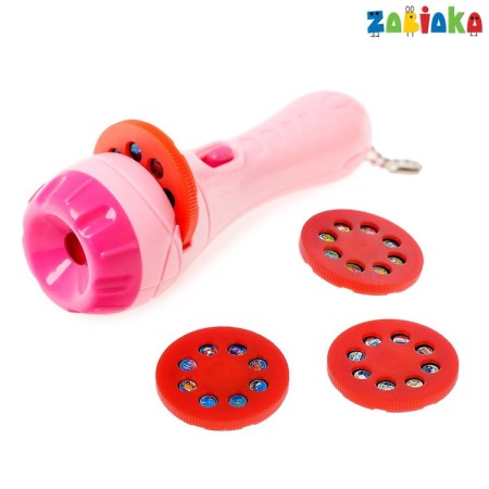 Developing “Funny Projector” toy with a flashlight, 4 slides, 32 pictures, mix-4
