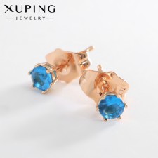 Earrings with rhinestones Xuping Cuts, will, blue color in pink gold