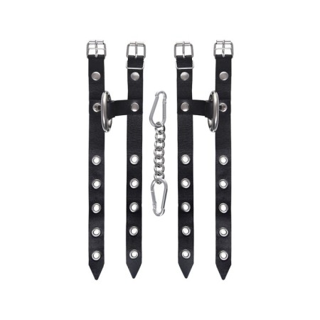 Single -layer handcuffs of two Pecado BDSM straps, genuine leather, black-3
