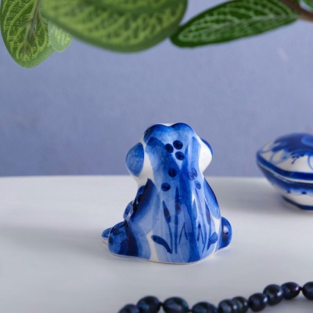 Souvenir "toad", medium, 6 cm, gzhel-2