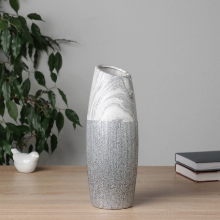 VAZA Ceramics HELP "BRIGEM" BOOKS SHOW, D-6CM, H-29.5X10 cm, white-gray
