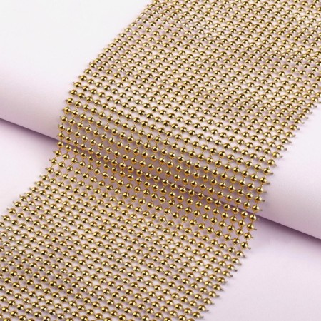 Tape with imitation of convex rhinestones, 11.5 cm, 9 ± 1 m, gold color-1