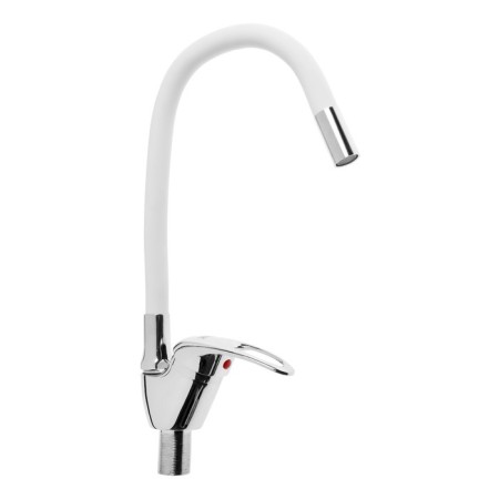 Zein Z2074W kitchen mixer, silicone spout, 40 mm cartridge, brass, white/chrome-3