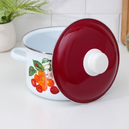 Cylindrical “cherries”, 3 l, with a lid, induction, white color, white-1