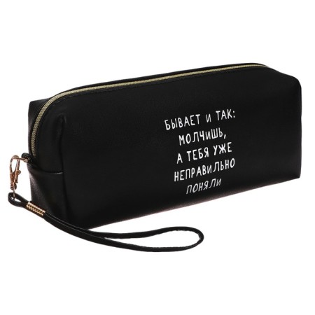 Penal is soft, 1 compartment, 80 x 215 x 50 mm, voluminous, Devente "white in black", artificial leather with a pen, mix-4