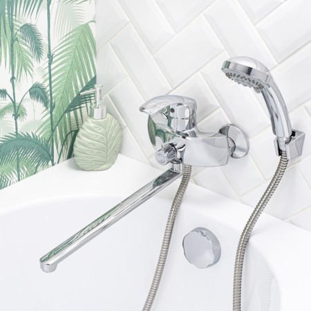 BUNNE BOOOU B8174-18F bathtub, pour 350 mm, shower set, brass, chromium-1