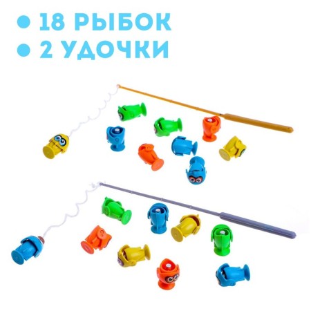 Fishing "Butterfly": 18 fish, 2 fishing rods, clockwork, mix-4