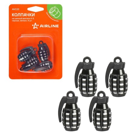 Caps on the tire valve K-5, black, metal, 4 pcs. AVC23