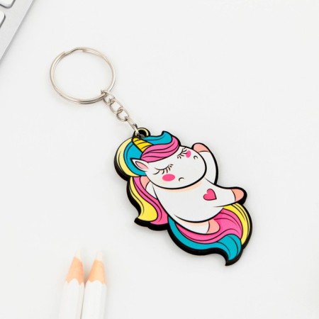 Key keychain wooden "unicorn" 5 x 6 cm-2