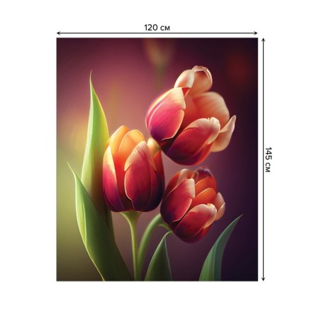 Gabel on the table "Bouquet of tulips", rectangular, oxford, size 120x145 cm-1