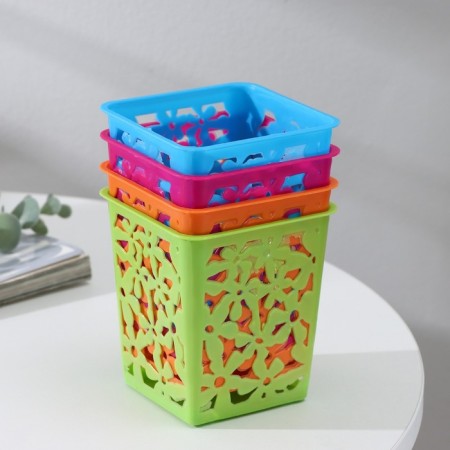 Storage basket "Flowers", plastic, 9 × 9 × 10 cm, color mix-3