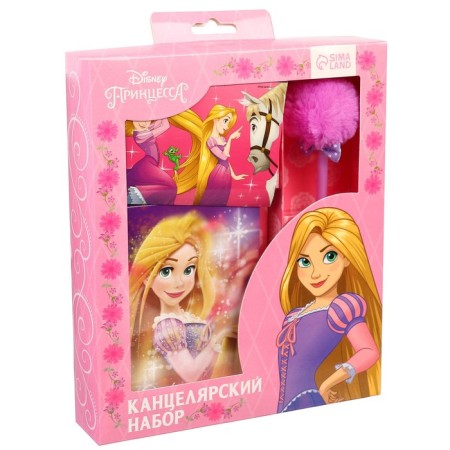Gift set: notebook on a lock, stickers and pen - fluffy, princesses-10