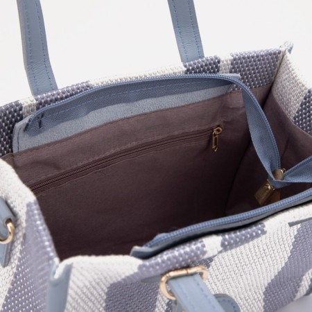 Bag-tout on lightning, beige/blue color-2
