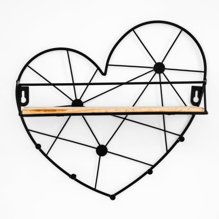 Wall hanger with a shelf "Heart", with backlight, 5 hooks, black-2