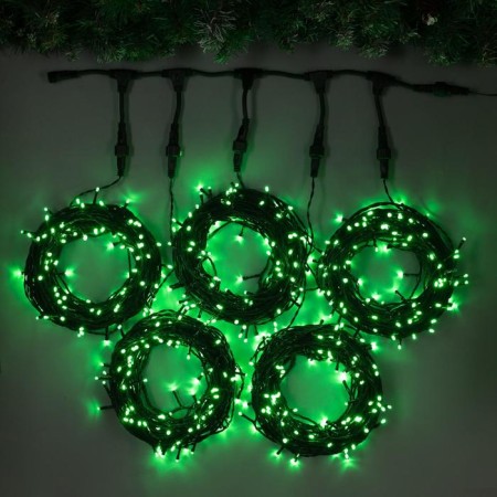 Girlyand "Clip Light" 5 threads of 20 m, IP44, UMS, dark thread, 665 LED, Green glow, 24 V