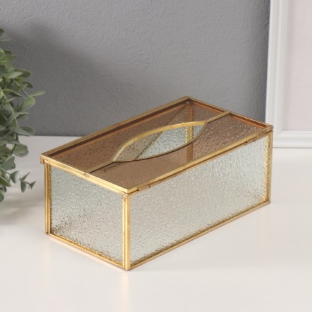 Casket Glass with a metal frame "Salfetnitsa" Transparent ripples 12.7x22.5x9 cm-4