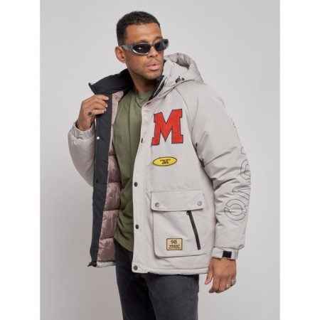 Winter male jacket, size 52, gray color-7