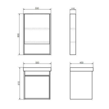 Mirror Comfort Comfort Vienna 55 for the bathroom, color smoky oak color-2