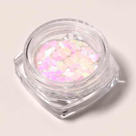 Sequins for the decor of the nails "petals", holographic, white-3