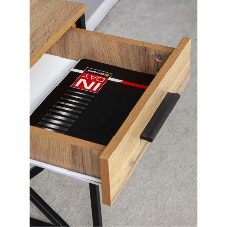 Written table Frame New, 800 × 510 × 760 mm, with a box and shelf, oak vanan / ferrous metal-3