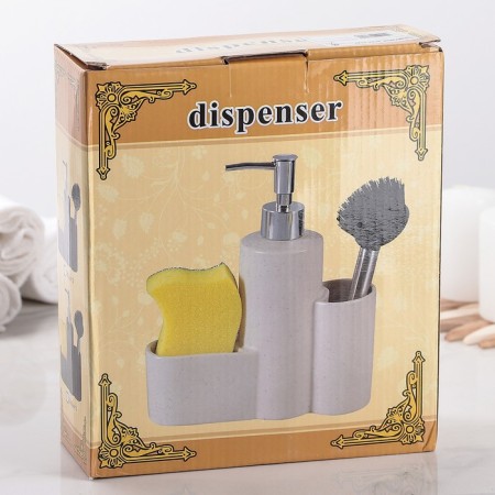 A dispenser for a detergent with a sponge stand and a minimum brush, 350 ml, white color-6