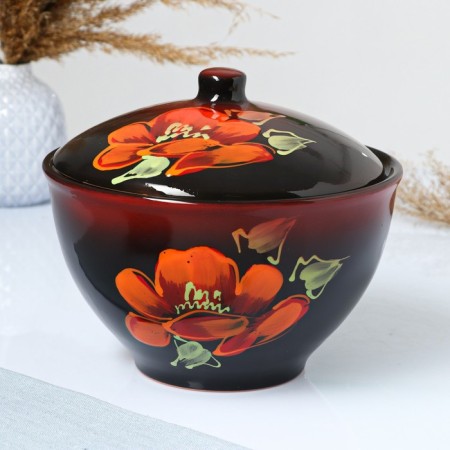 Saladnik "Gift with a lid" 2.25l / 18.5x21.5cm, Mac on black