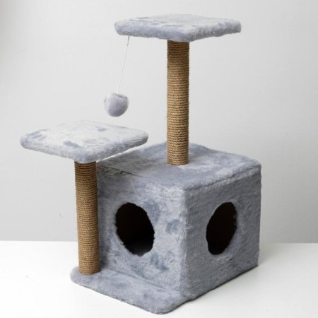 Cat house with a claw, square, 3x-storey, 45 × 47 × 75 cm, gray-3