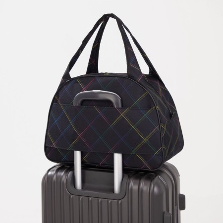Road bag with a zipper, a suitcase holder, black color-3